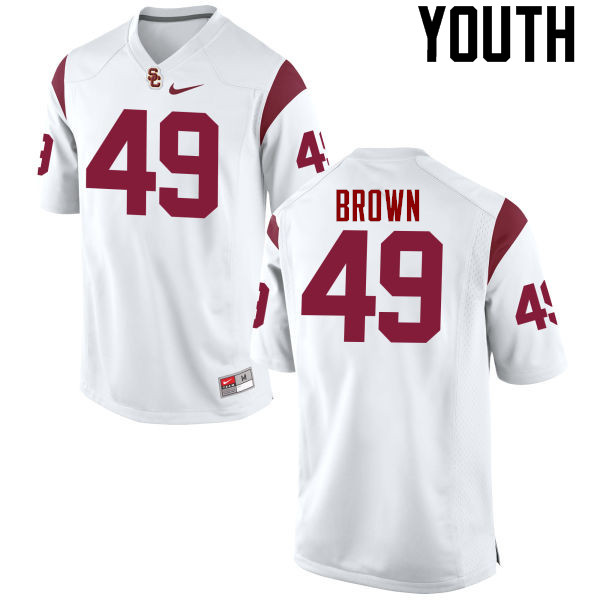 Youth #49 Michael Brown USC Trojans College Football Jerseys-White